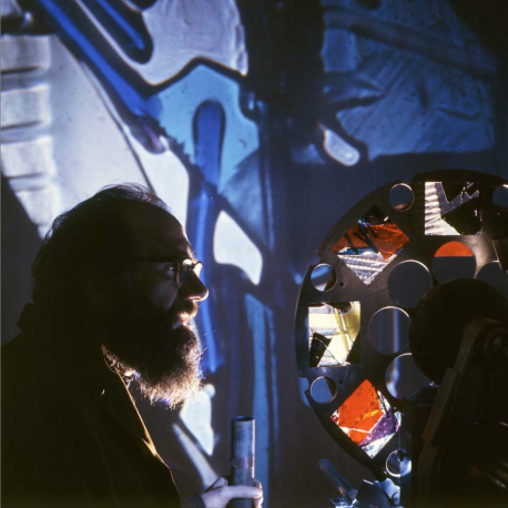 Emilio Vedova al lavoro a “Percorso/Plurimo/Luce”, 1966