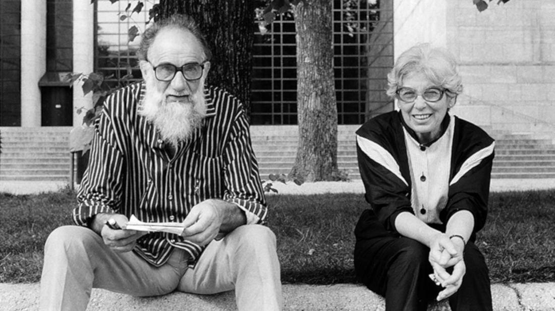 Emilio e Annabianca Vedova davanti alla Alte Galerie, Monaco, 1984. Ph Fabrizio Gazzarri, Milano