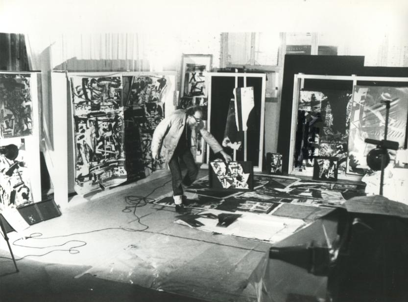 Emilio Vedova working in his studio, Venice, 1977